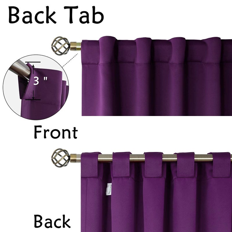BGment Purple Curtains for Bedroom - 45 inch Rod Pocket and Back Tab Blackout Curtains Thermal Insulated Room Darkening Curtains for Living Room, 2 Window Panels, 38 x 45 Inch - Image 2